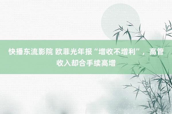 快播东流影院 欧菲光年报“增收不增利”，高管收入却合手续高增